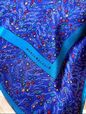 Vintage Marja Kurki 34-Inch Silk Scarf / Hand-Rolled Hems / Finnish Designer Art